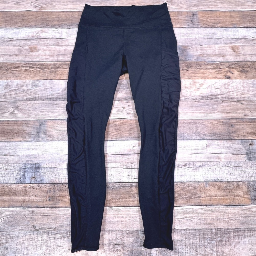 Fabletics Women Leggings Powerhold Black Side Pockets High Waist Activewear
